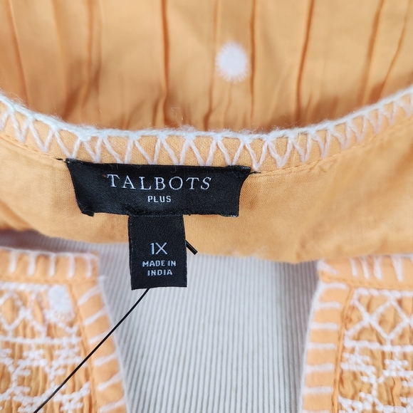 TALBOTS Plus Size Orange Embroidered Women's Top Size 1X - Picture 7 of 8